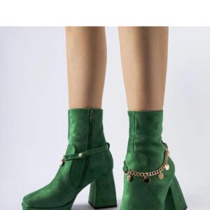 Zielone ocieplane botki z wisiorkiem Saviore - Solea