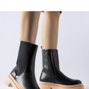 Czarne botki na jasnoróżowej podeszwie Garden - Solea