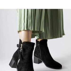 Czarne botki na niskim słupku Bédard - Solea