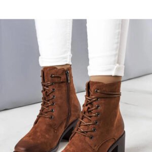 Brązowe botki sznurowane Sanlow - Solea