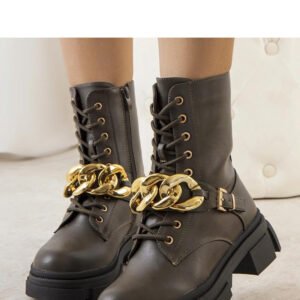 Zielone traperki z łańcuchem Iversen - Solea