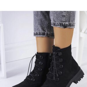 Czarne botki eko-zamsz Cesterfield - Solea