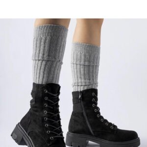 Czarne lekko ocieplane botki eko-zamsz Cunha - Solea