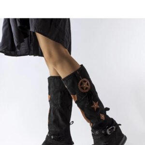 Czarne kozaki w stylu boho Putignano - Solea