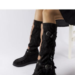 Czarne kozaki na krytym koturnie Filiberta - Solea