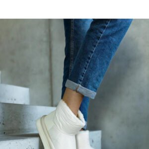 Beżowe ciepłe śniegowce na platformie Cores - Solea