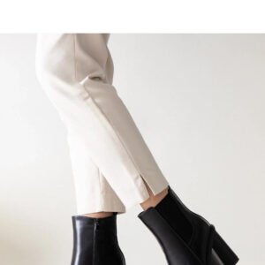 Czarne botki na słupku z eko skóry Almase - Solea