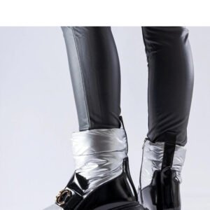 Czarno-srebrne lakierowane śniegowce Winter - Solea