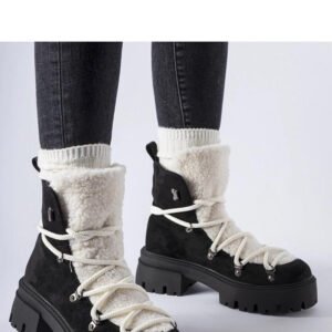 Czarne workery z ozdobnym językiem Perugia - Solea