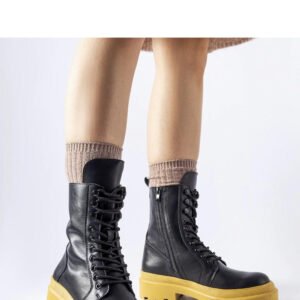 Czarne trapery na żółtej podeszwie Quennie - Solea