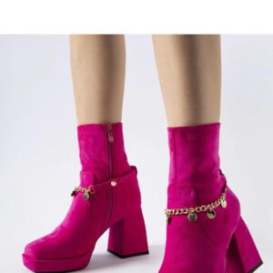 Różowe ocieplane botki z wisiorkiem Saviore - Solea