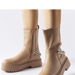 Beżowe botki zdobione łańcuchem Guglielmo - Solea