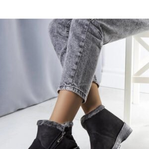 Czarne ocieplane śniegowce z futerkiem Wren - Solea