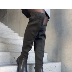 Zielone długie kozaki z elastyczną cholewką Juanra - Solea