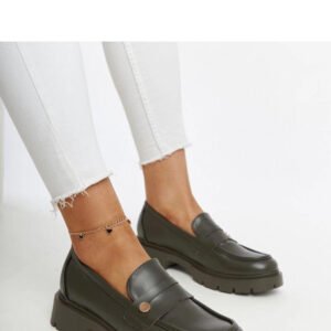 Ciemnozielone mokasyny Eko skórzane Mladenka - Solea