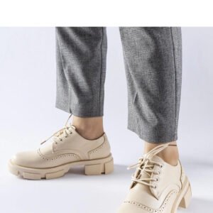 Beżowe wiązane półbuty Piazzetta - Solea