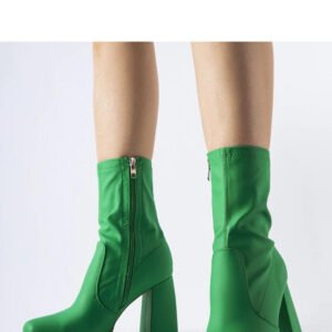 Zielone matowe botki na wysokim słupku Isauro - Solea