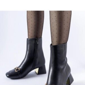 Czarne botki na słupku z klamerką Prewitt - Solea