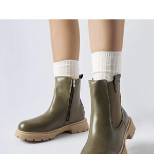 Zielone botki na beżowej podeszwie Giacinta - Solea