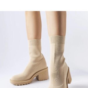 Beżowe botki z elastyczną cholewką Cadiz - Solea