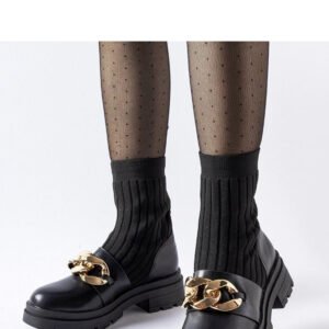 Czarne skarpetowe botki łańcuchem Giussago - Solea