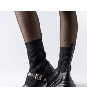 Czarne botki ze skarpetkową cholewką Ivana - Solea