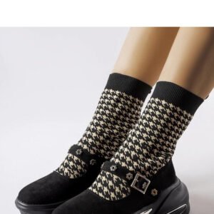 Czarne botki w pepitkę Ivana - Solea