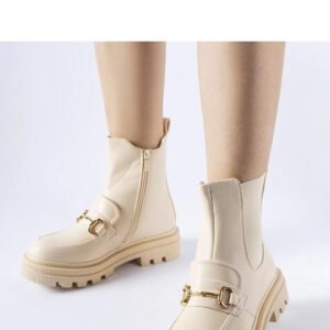 Beżowe botki z widocznym protektorem Sailetto - Solea