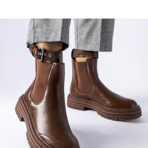 Brązowe botki z ozdobnym zapięciem Jonesboro - Solea