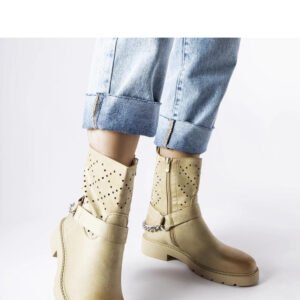 Zielone ażurowe botki z łańcuchem Procopio - Solea