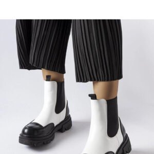 Czarno-białe wsuwane botki Albany - Solea