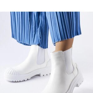 Białe workery z gumowymi wstawkami Lange - Solea