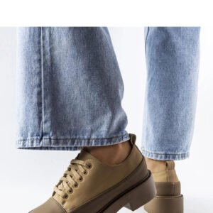 Brązowe półbuty na płaskim obcasie Merico - Solea