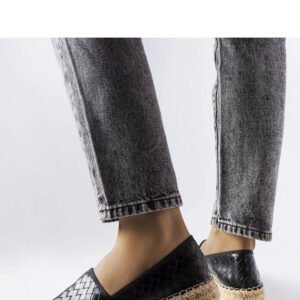Czarne espadryle zdobione tłoczeniem Geoffrey - Solea