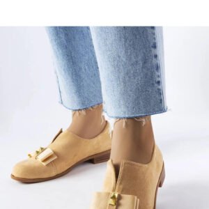 Beżowe półbuty z kokardką Poplar - Solea