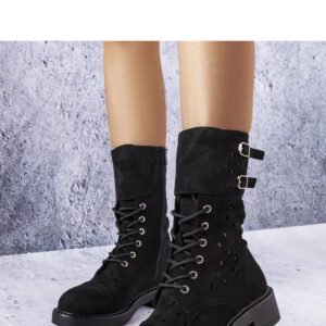 Czarne ażurowe botki Legault - Solea