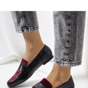 Czarno bordowe półbuty damskie Kolk - Solea