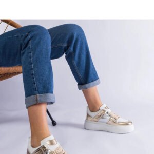 Złote sneakersy ze srebrnymi wstawkami Kimberly - Solea