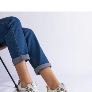 Materiałowe sneakersy sportowe ze złotymi wstawkami Elayne - Solea