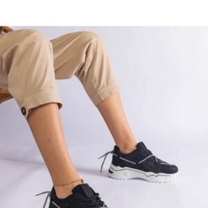 Czarne sneakersy damskie z brokatem Agar - Solea