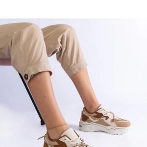 Brązowe sneakersy zdobione cyrkoniowym sznurkiem Valdeza - Solea