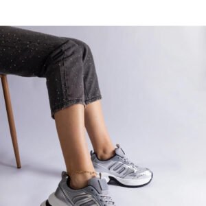 Srebrne damskie sneakersy sportowe Garza - Solea