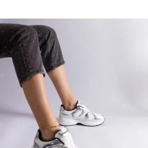 Biało-srebrne sneakersy sportowe Ena - Solea