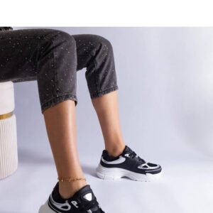 Czarne sneakersy damskie ze srebrnymi wstawkami Gaytan - Solea