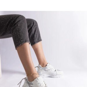 Białe sneakersy damskie z brokatem Agar - Solea