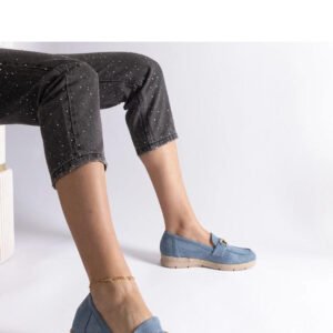 Niebieskie mokasyny damskie z eko zamszu Sandoval - Solea