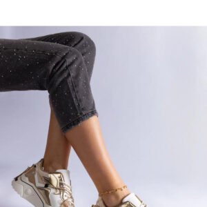 Beżowe sneakersy zdobione cyrkoniowym sznurkiem Valdeza - Solea