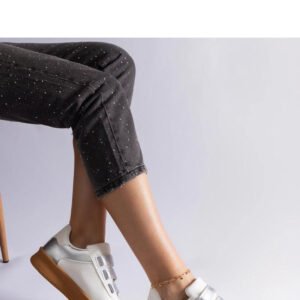 Srebrne sneakersy zapinane na rzepy Mena - Solea