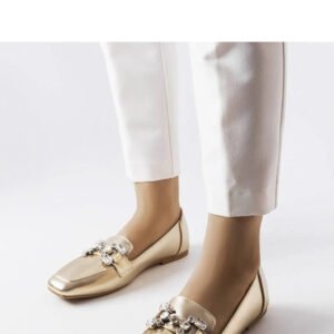 Złote mokasyny z cyrkoniami Marechal - Solea