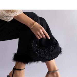 Czarne szpilki z odkrytą pięta zdobione cyrkoniami Isoda - Solea